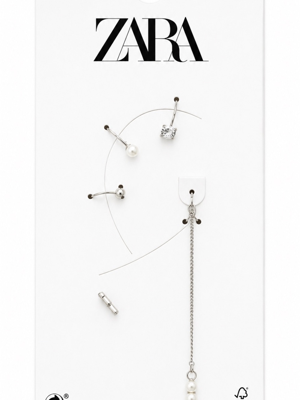 Zara Silver Pearl & Crystal Mixed Earring Set